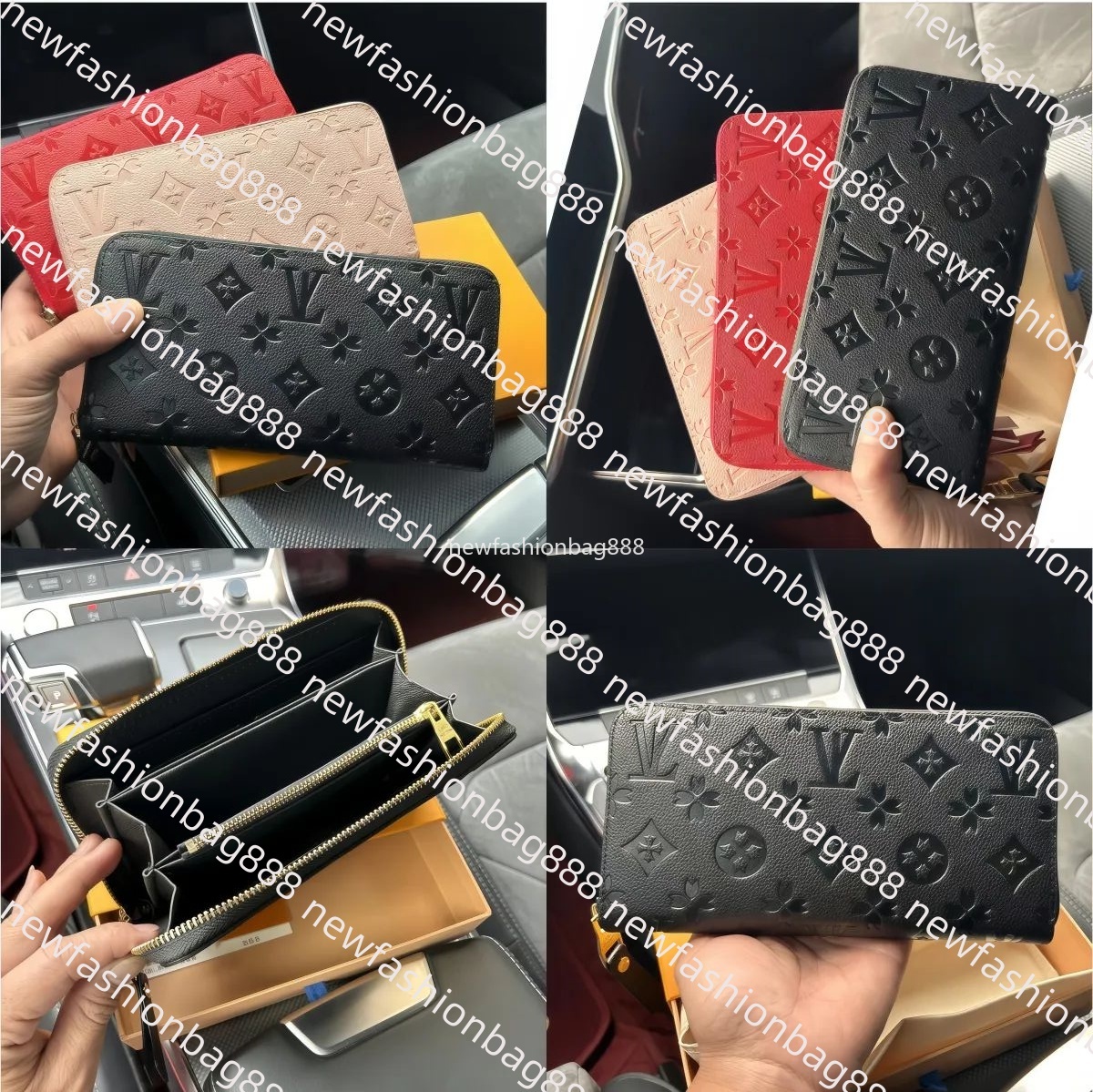 Fashion Black empreinte women clutch lady ladies long wallet pu leather single zipper wallets classical corn purse card holder 60017 purse wallet