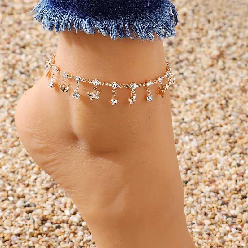 Vintage Boho Rhinestone Butterfly Pendant Anklet For Women Bohemian Summer Beach Anklets On Foot Ankle Jewelry H260325-image-1099067965