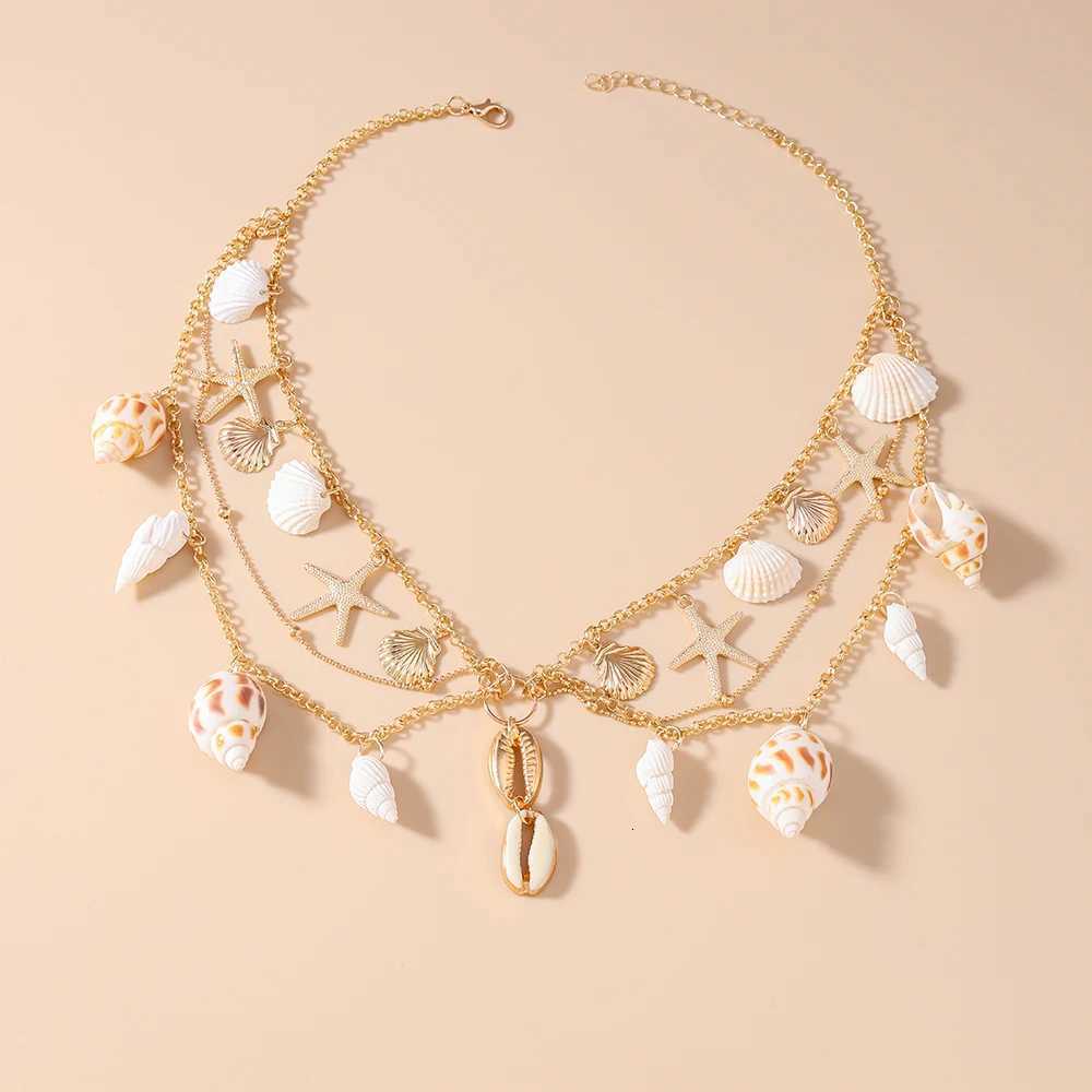 Aihua Summer Beach Metal Starfish Conch Shell Necklace For Woman Girls Hot Sale Boho Necklace Party Fashion Jewerly Gifts H260325-image-1099067917