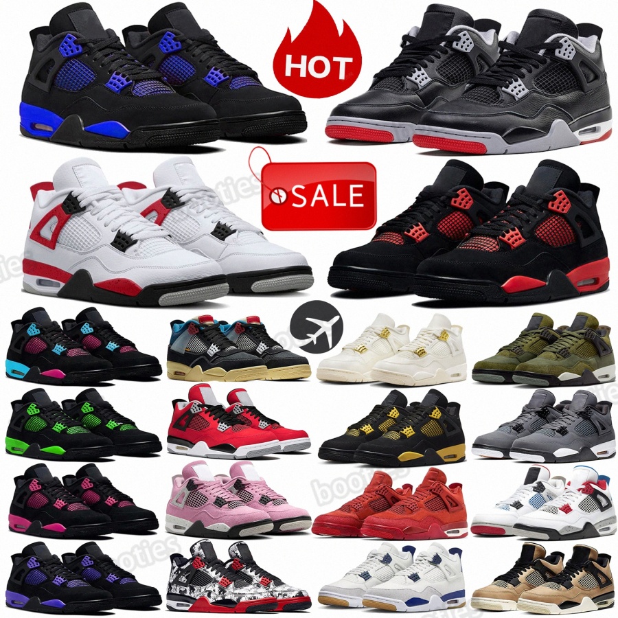 chaussures 4 4s basket-ball hommes baskets hommes chaussure sneaker loup bas noir ciment rouge blanc tonnerre gris cool Bred argent métallique Pi
