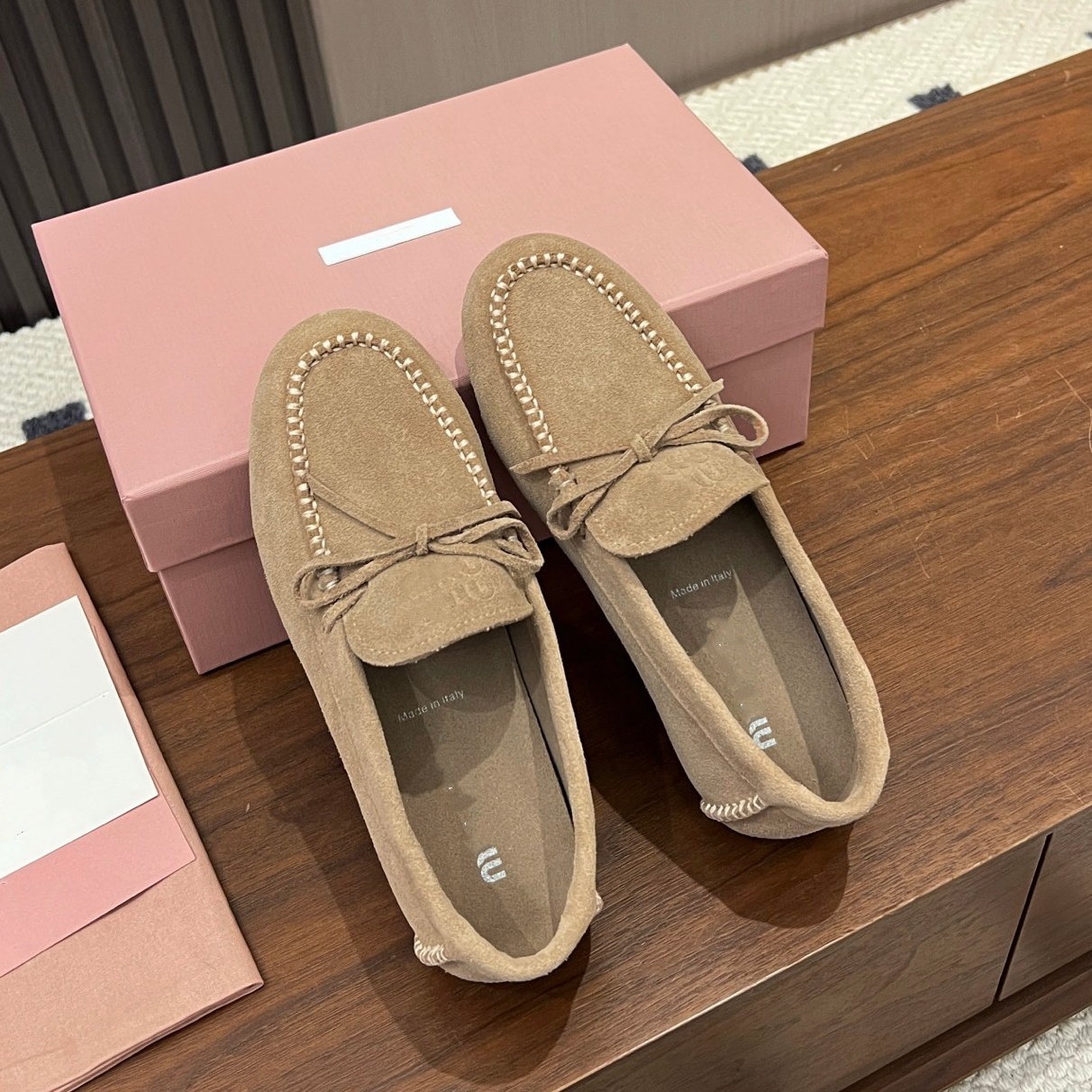 Women Loafers Designer shoe Luxury Mesh fabric Leather suede boat shoes Ballet Flat shoe Lace-up Moccasin Dress shoes single Outdoor sports hiking s