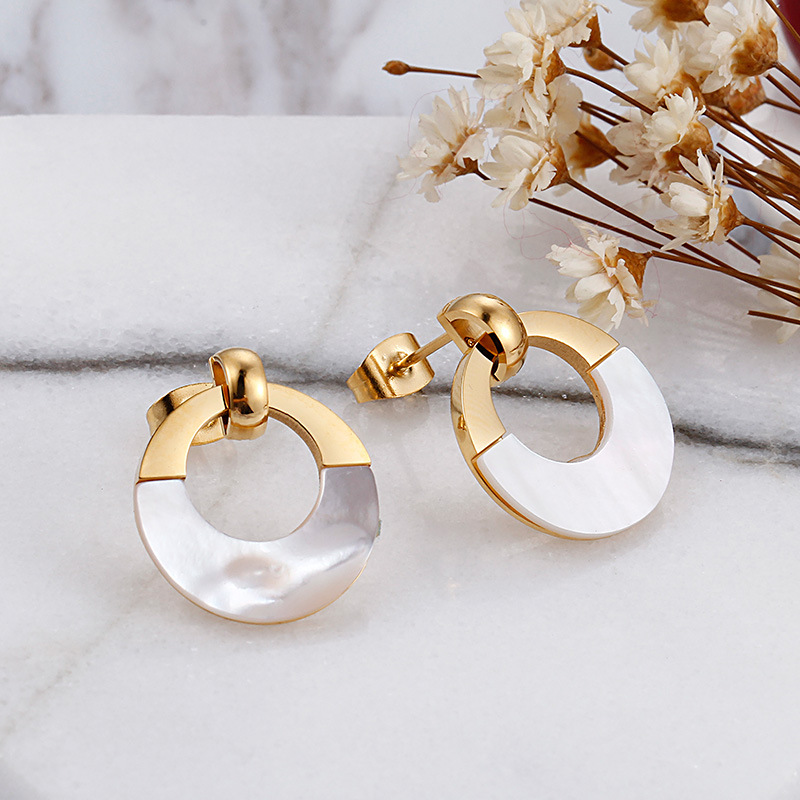 Fashion Women Silver Rose Gold Stainless Steel Round Circle Hoop Drop Earrings Jewelry A Gift-image-1099015643