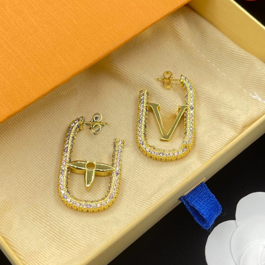 Big Gold Hoop Letter Earring for Women Luxury Stud Ear Studs Designer Earring Valentines Day Gift Bride Wedding Party Jewelry Accessories-image-1099053322