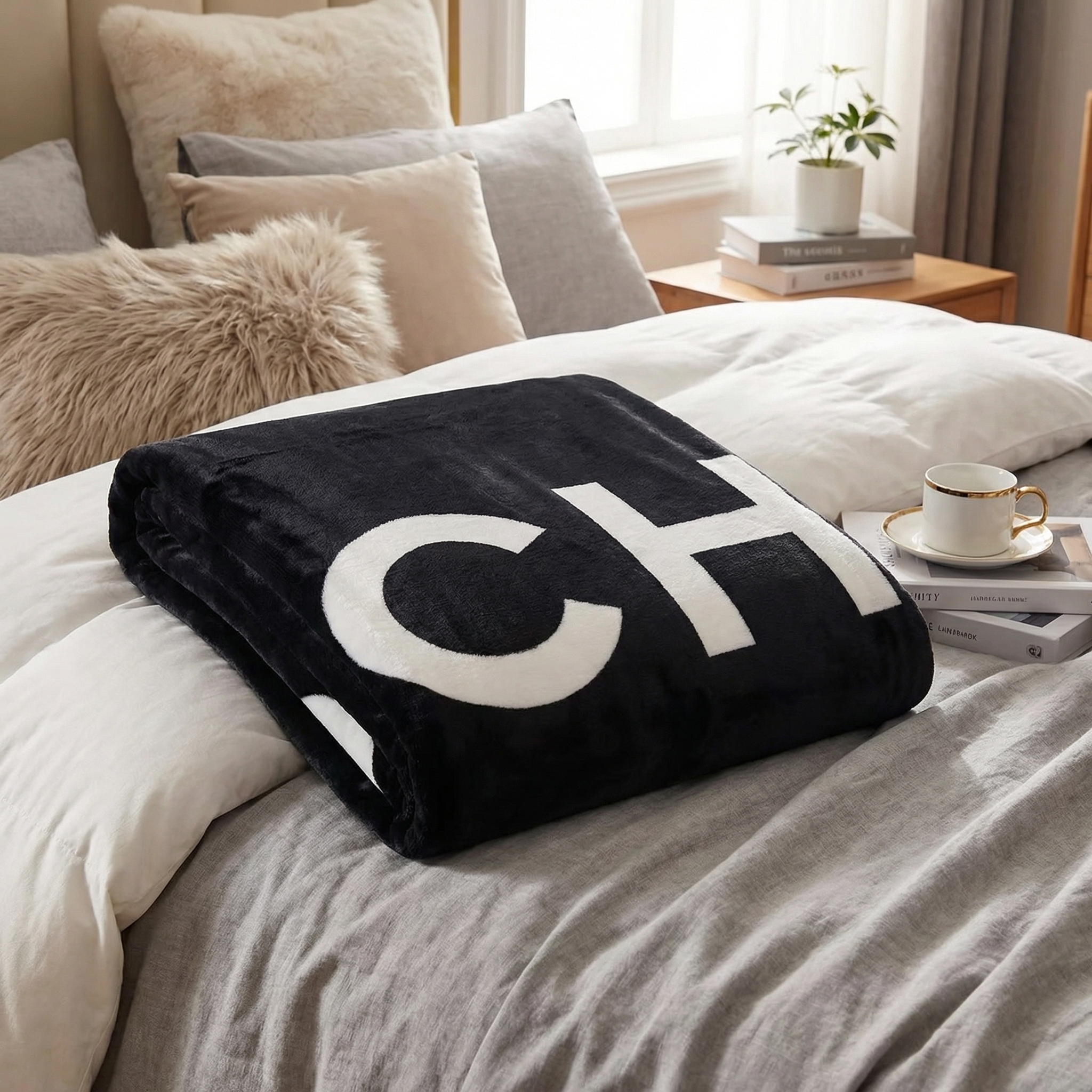 High quality Blanket Designers Letter Print Blankets for Adults Kids - Soft Sofa Throw, Travel, and Home Bedding Carpet Textile-image-1100406412
