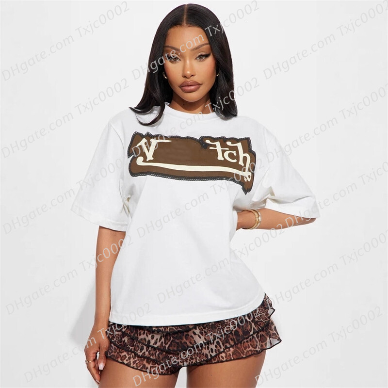Womens T-Shirt Designer 2026 New Fashion Summer Printed Letter Versatile Loose Short-Sleeve T-Shirt Top 2 Colors
