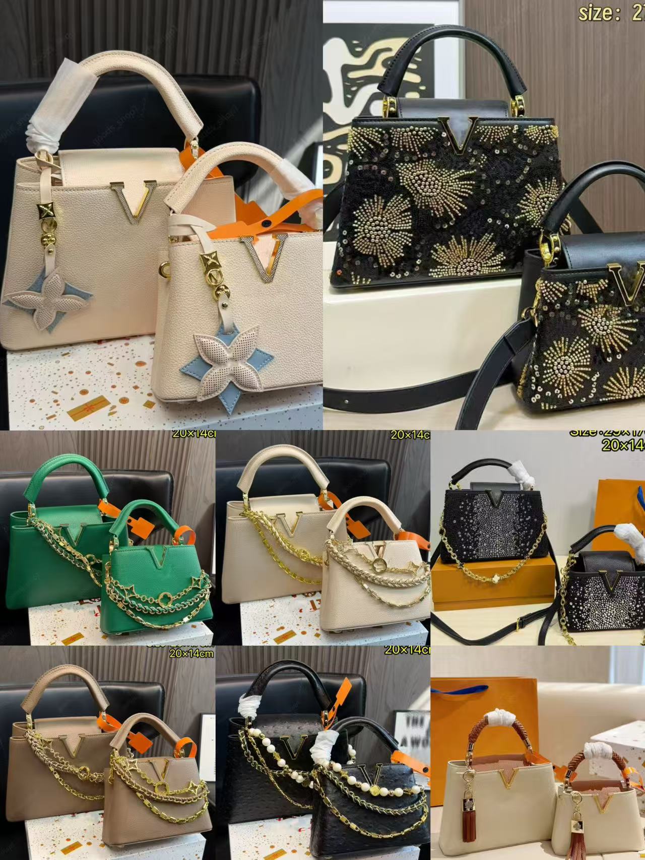 Desinger Bag new handbag capucines bb Tote Bag Womens Luxury Designer Chain Bag Totes Bags Paintings Handbag leather Flowers wallet 10A High Quality