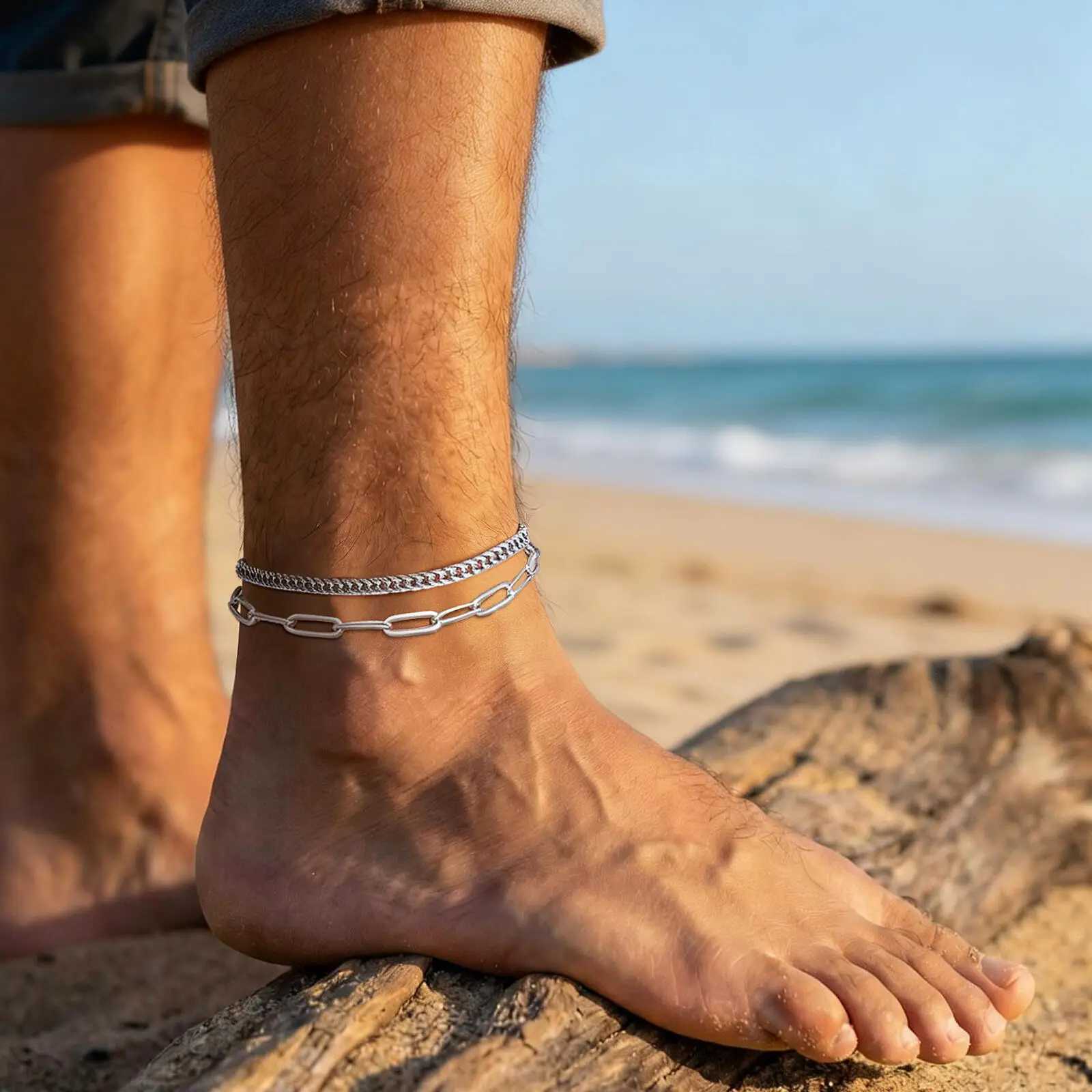 Waterproof Stainless Steel Anklet for Men WomenCasual Silver Color Ankles Chain Figaro Chain Anklet Cuban Chain Anklet H260325-image-1099068465