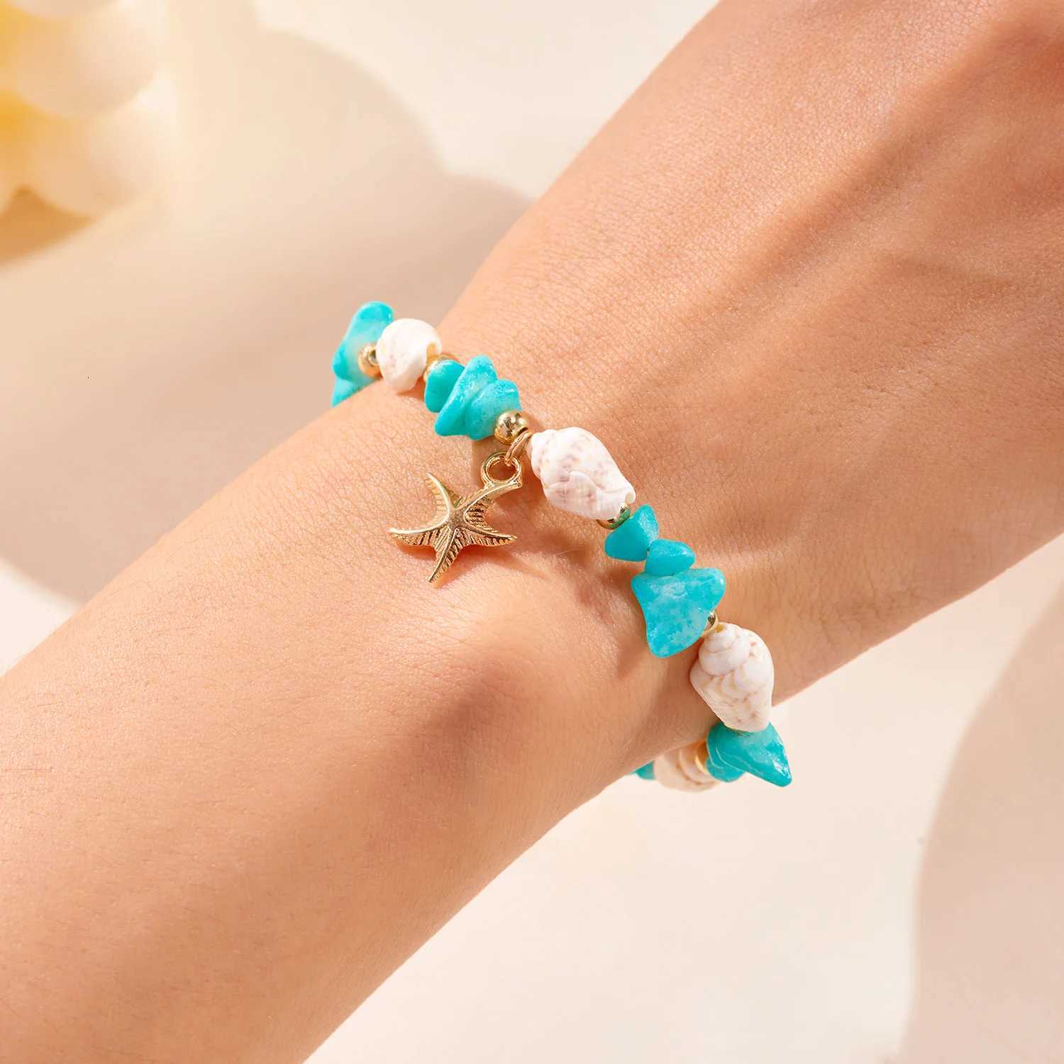 Bohemian Starfish Conch Beads For Women Handmade Irregular Stone Beaded Bangles Beach Party Friendship Jewelry Gift H260325-image-1099067698