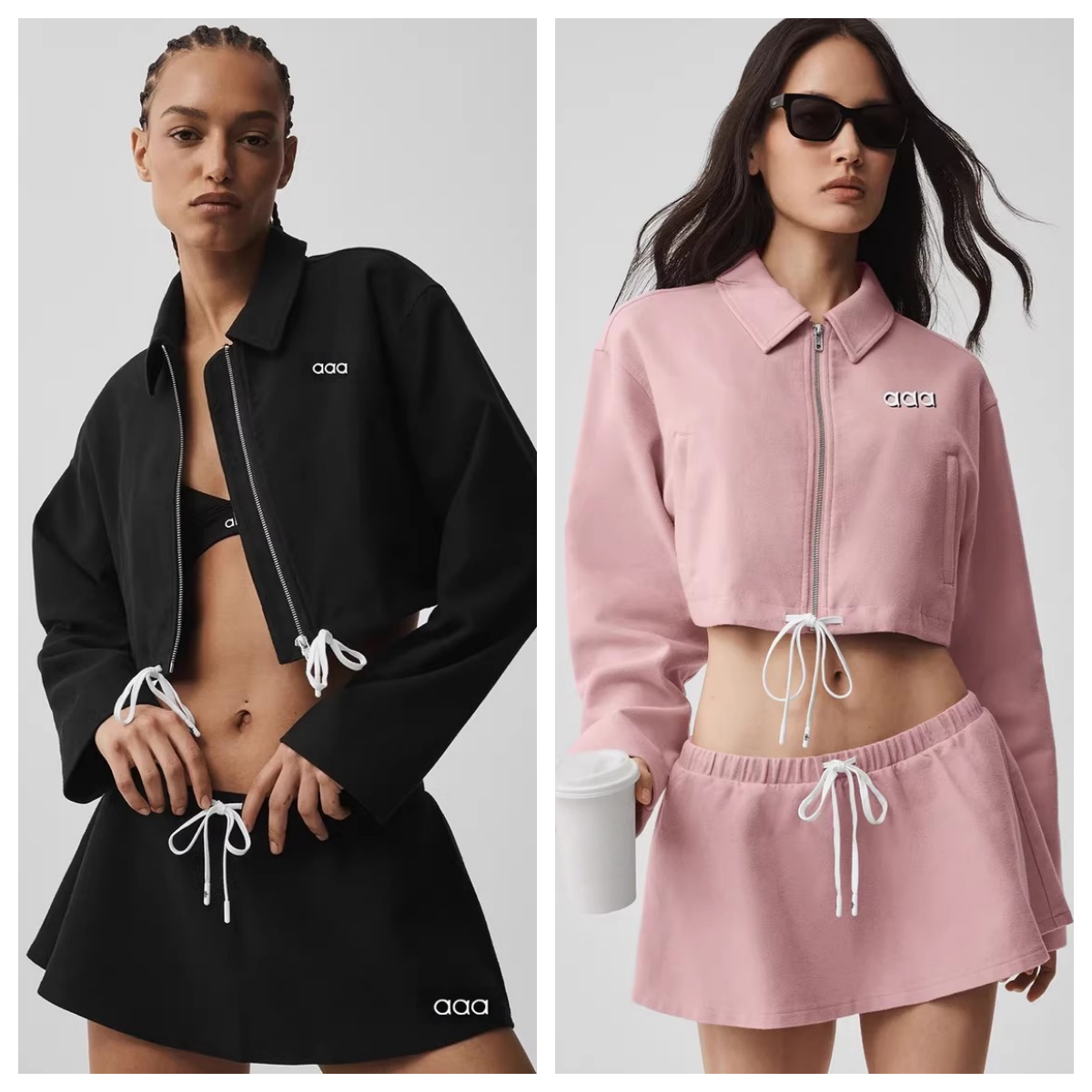 Designer Womens Sets Spice Girls Waist-Baring Outfit Suit Women Lapel Zipper Jacket Drawstring Skirt Fashionable Casual Two -Piece Suit-image-1098982360