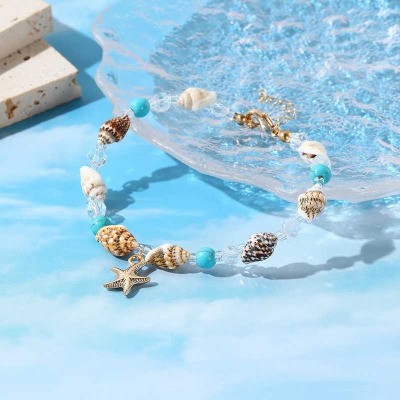 New Shell Starfish Pendant Anklets for Women Handmade Crystal Beads Summer Beach Ankle Foot Chain Jewelry Gift H260325-image-1099067986