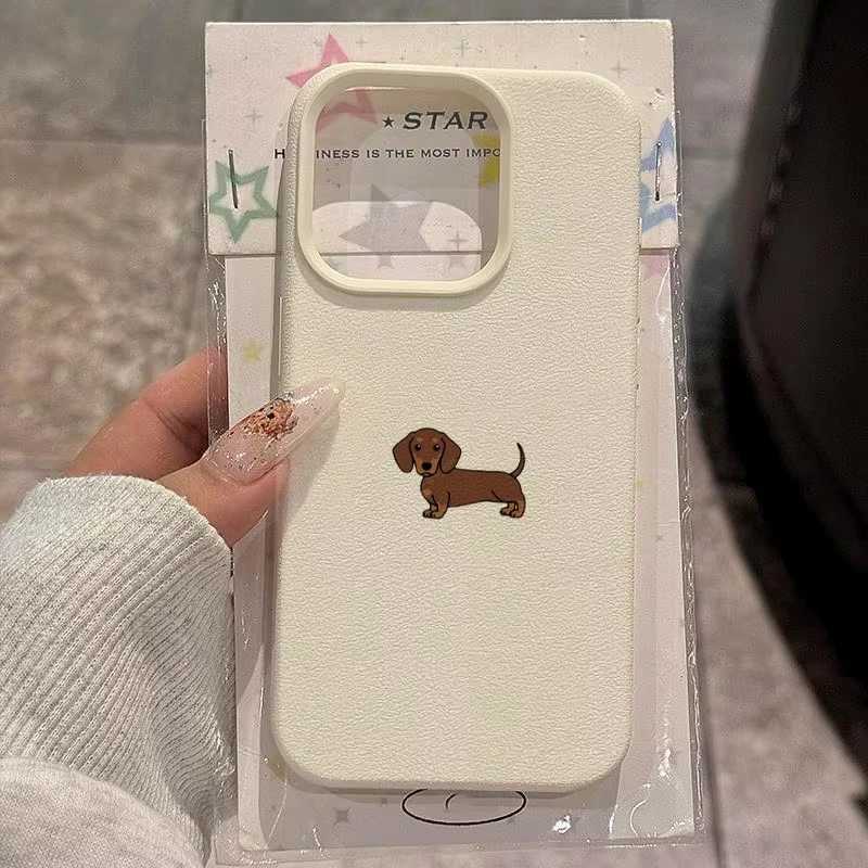 Phone Case For iPhone 11 12 13 14 15 16 17 Pro Max XS X XR 16E 16 Plus 17 Air Minimalist Brown Dachshund Pattern Soft TPU Cover H260326-image-1099193445