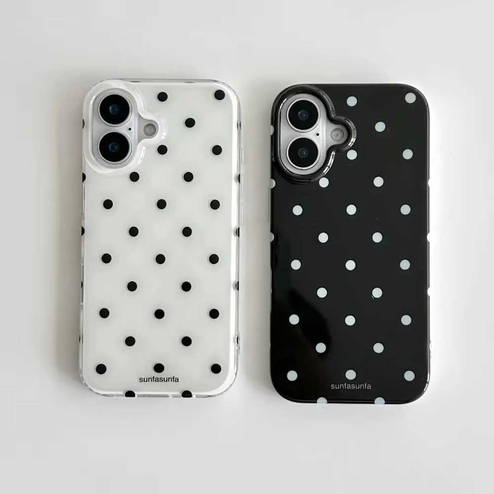 Minimalist Black White Polka Dot Phone Case For iPhone 17 Air 16 Pro Max 15 14 Plus 13 12 Mini 11 Shockproof Silicone Back Cover H260326-image-1099195849