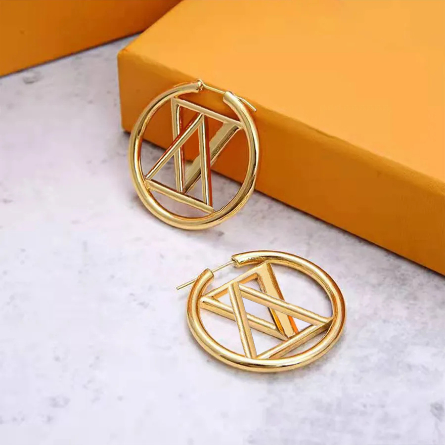 Boucles d'oreilles de créateur Femme Luxe Stud Diamètre 5cm 4cm 3cm Cercle Simple Titane Acier Or Argent Hoop Boucle D'oreille Designer Bijoux Fe