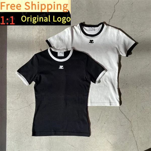 Courr designer clothes women beach wear T Shirts Classic Embroidered Logo Crew Neck Slim Basic summer clothes women dress top yeclo02