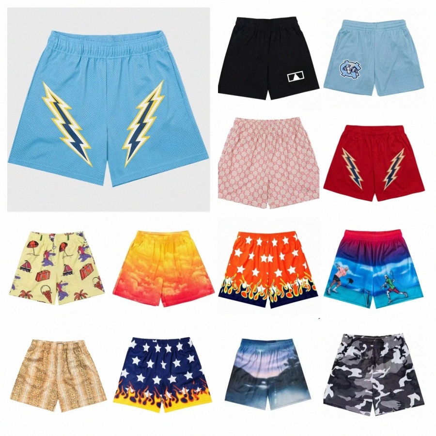 Designer Mens shorts Designer Y2K Light Mesh Shorts Retro Lightning Bolt Graphic Print Quick Dry Elastic Waist Casual Streetwear