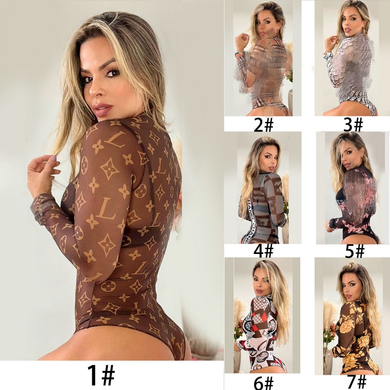 European American Women's Fashionable Highly elastic soft sexy elegant floral-print mesh one-piece swimsuit DD7779-1V9