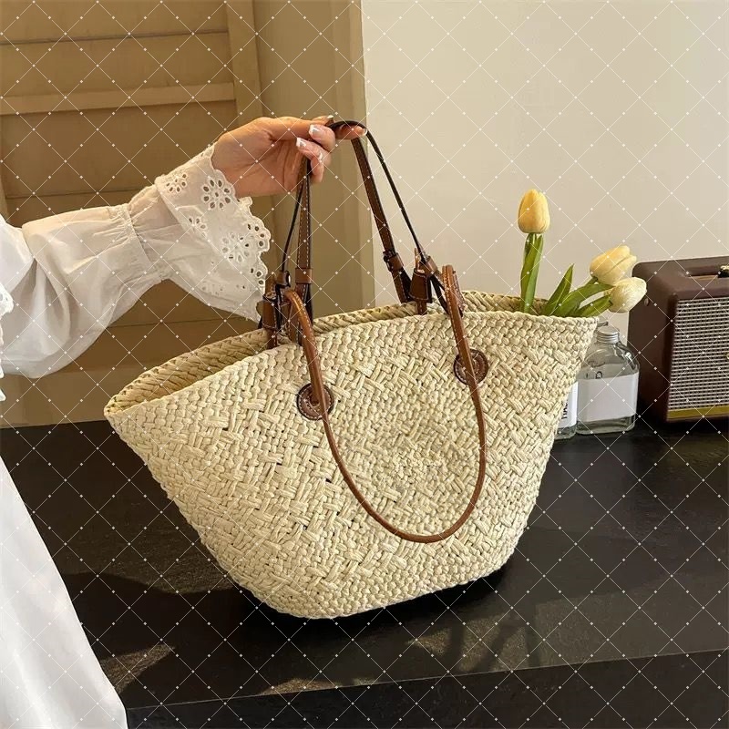 Beach Bag Designer Bag Straw Vegetable Basket Luxury Bag Summer Tote Shoulder Bag Vacation Travel Fashion Classic Women's Handbag Large Capacit