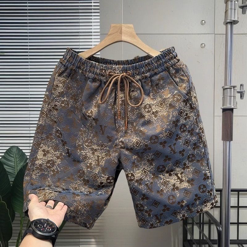 Summer trendy brand new loose and stylish men's four-quarter shorts color-blocked thin beach casual style trendy brand fashion versatile printe