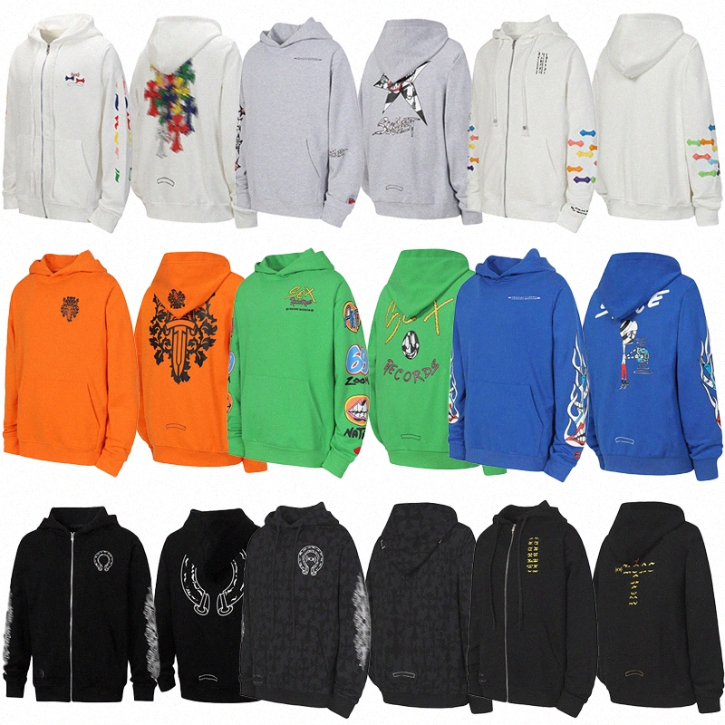 Chrome Inspired Cross Print Hoodie High Street Pullover Sweatshirt Men Women Long Sleeve Hooded Top with Sanskrit Letter Prints Zipper-image-822157187