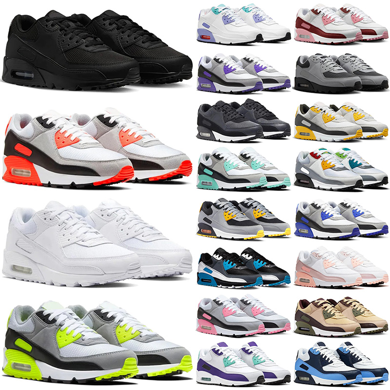with box 90 running shoes designer 90s men women stylish sneakers durable outdoot sports trainerts triple black white pink navy blue