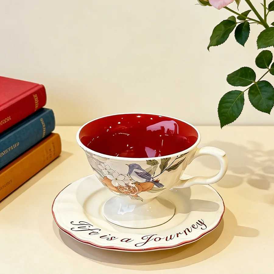 Ceramic cup Coffee cup Water cup Mug Tea cup Cup Dedicated Japanese style Ceramic Floral pattern Couple For home Milk H260326-image-1099169770