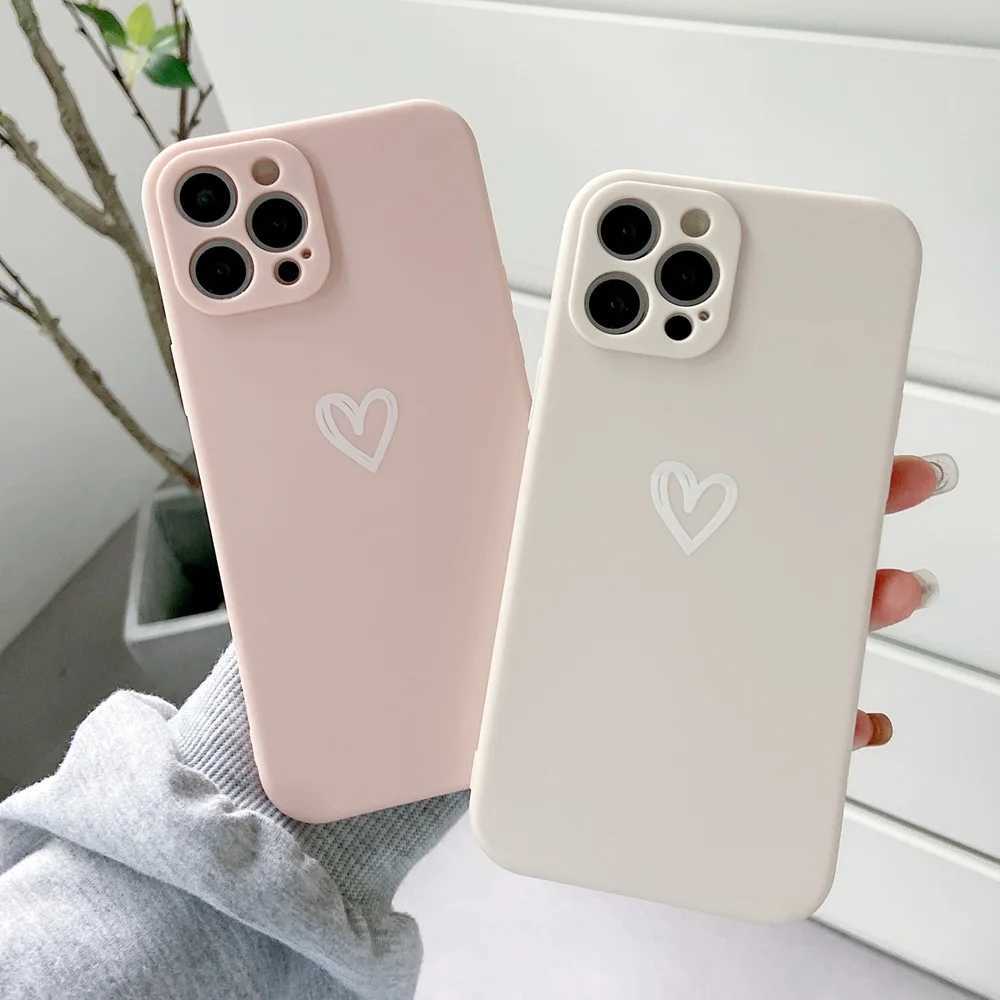 Cute Love Heart Soft Bumper Phone Case For iPhone 17 16 15 14 13 12 11 Pro X XR XS Max 8 7Plus Mini Candy Matte Shockproof Cover H260326-image-1099193264