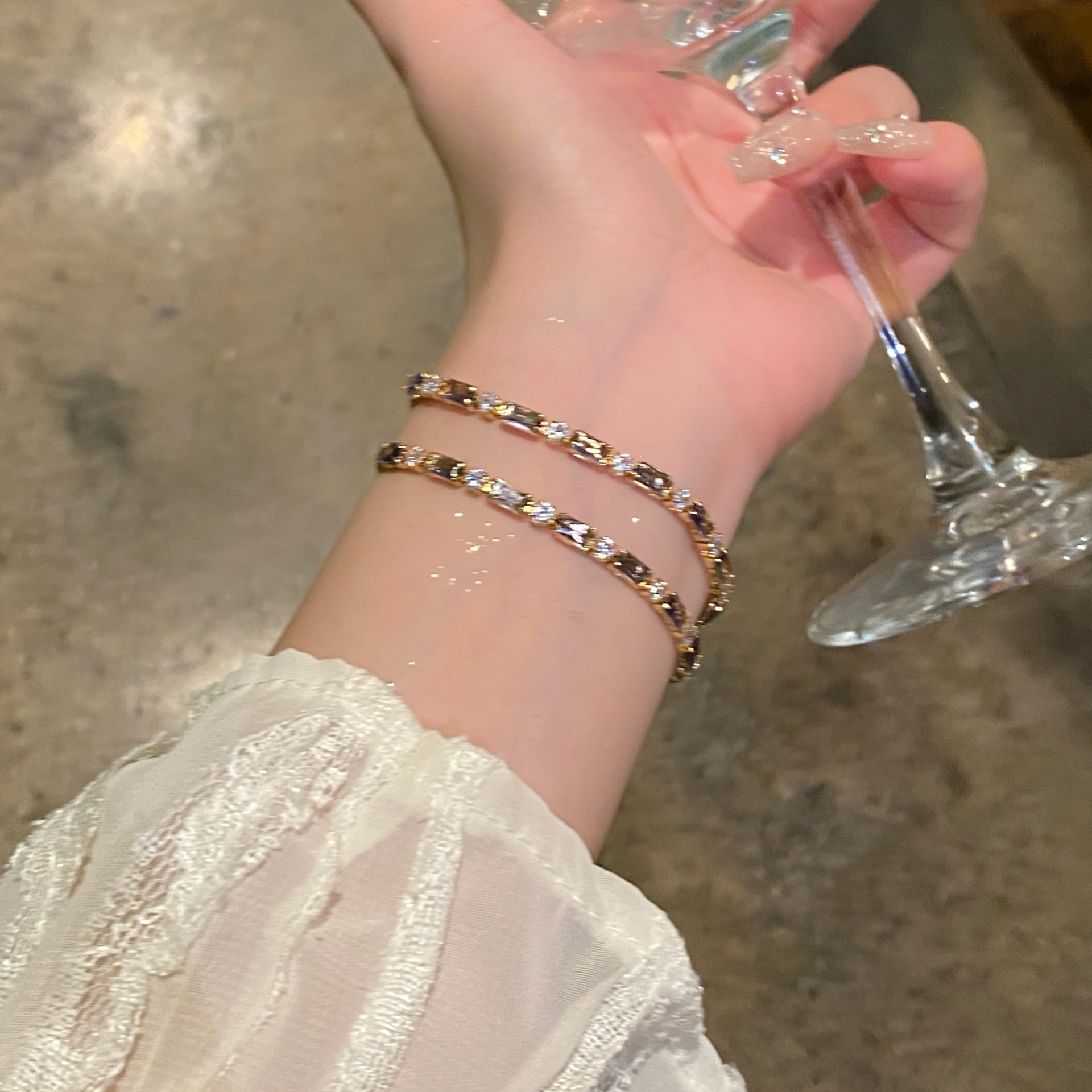 Designer Bracelet Korean-style Minimalist Zircon Square Bracelet Light Luxury Feel Adjustable Wristband Commuter Fashion Personalized Women's J