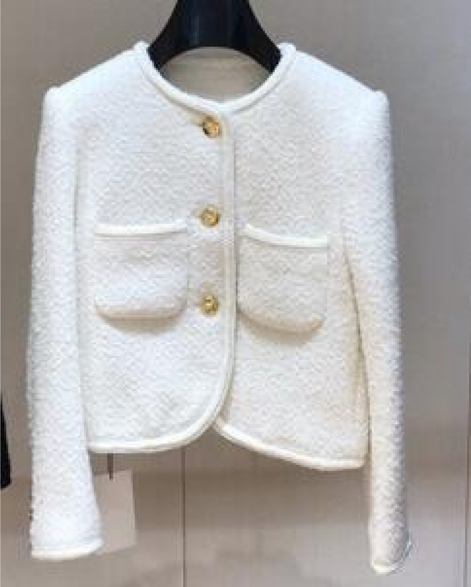Spring new women jackets fashion o-neck black white solid color long sleeve o-neck single breasted tweed woolen short coat desinger jacket SML