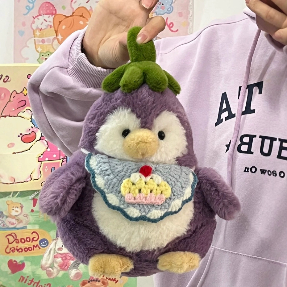 Cute baby penguin plush doll creative transformation toy eggplant penguin doll children's pillow birthday gift-image-1099092271