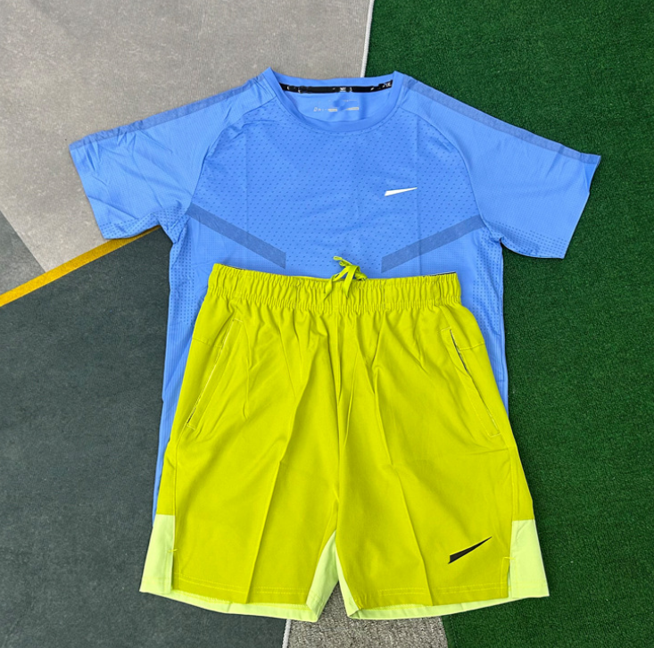 AA summer Mens Tracksuits Tech Set quick drying breathable loose sports fitness running set casual short sleeved shorts