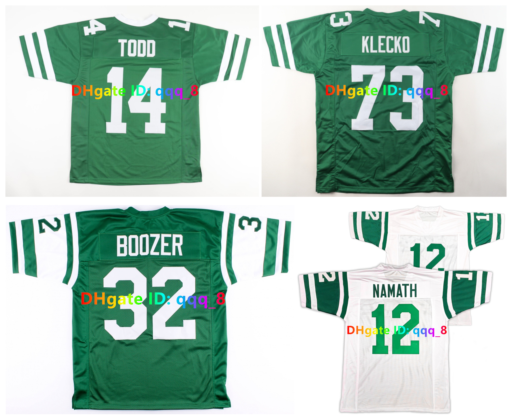 JOHN RIGGINS JOE NAMATH NY Jet Throwback Football Jersey JOE KLECKO FREEMAN McNEIL RICHARD TODD DON MAYNARD EMERSON BOOZER MATT SNELL Green White-image-902605006