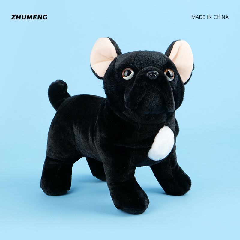 Simulation gift toy cute dog black bulldog plush doll-image-1099104798