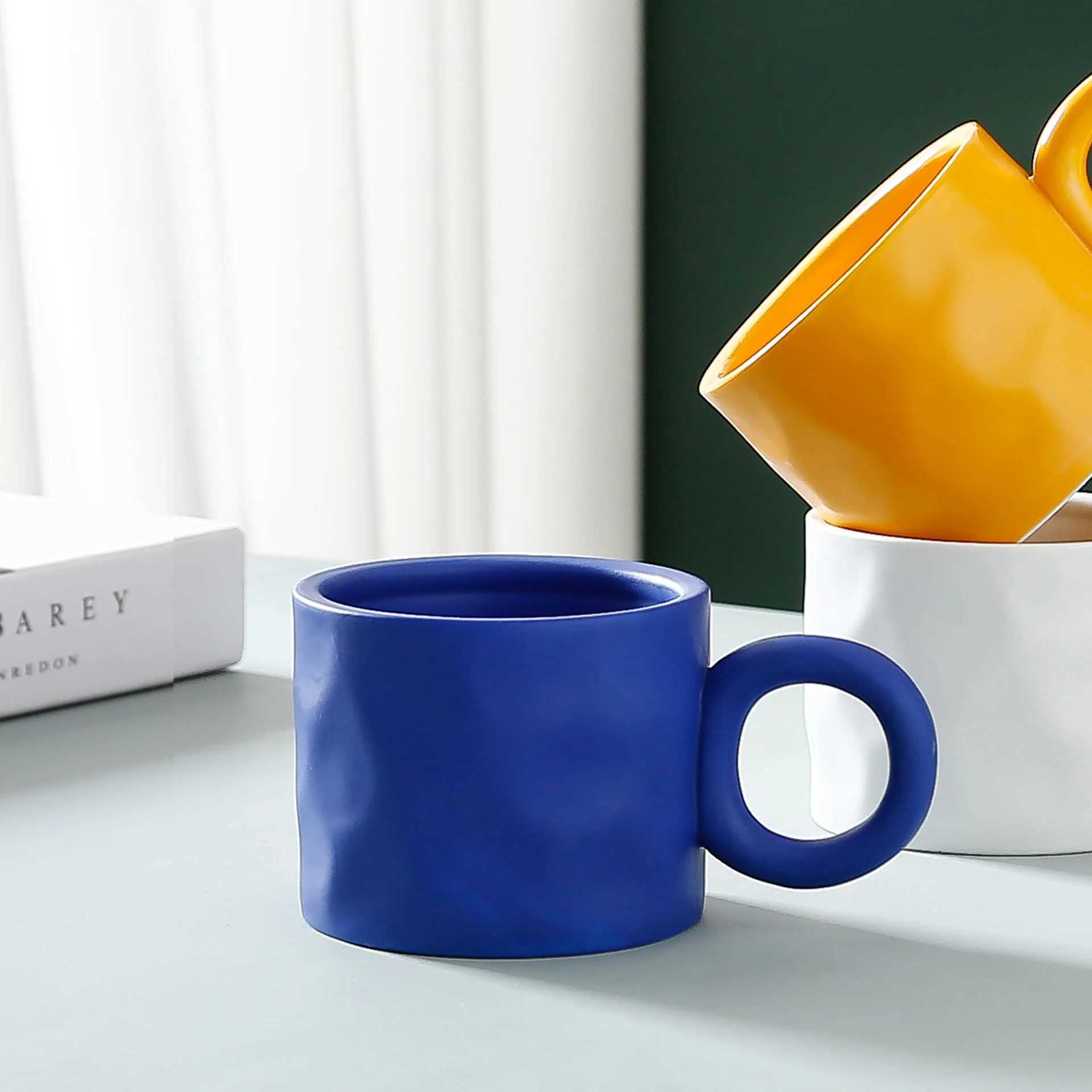 400ml Ceramic Coffee Mug Breakfast Milk Oatmeal Cup With Round Handle Home Drinking Cup Microwave Dishwasher Safe H260326-image-1099169224