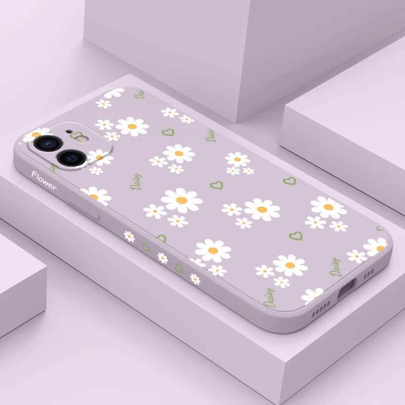 Love With Daisy Phone Case For iPhone 12 11 X XR XS 8 7 SE2 Plus Pro Max Mini Silicone Cover H260326-image-1099193484