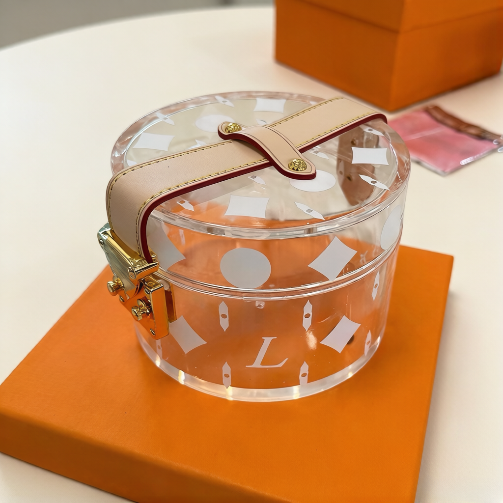 Boîte à bijoux transparente de créateur Boîte de montre de luxe Boîtes de mode pour bijoux clés Autres objets de valeur Toile Accessoires en cuir