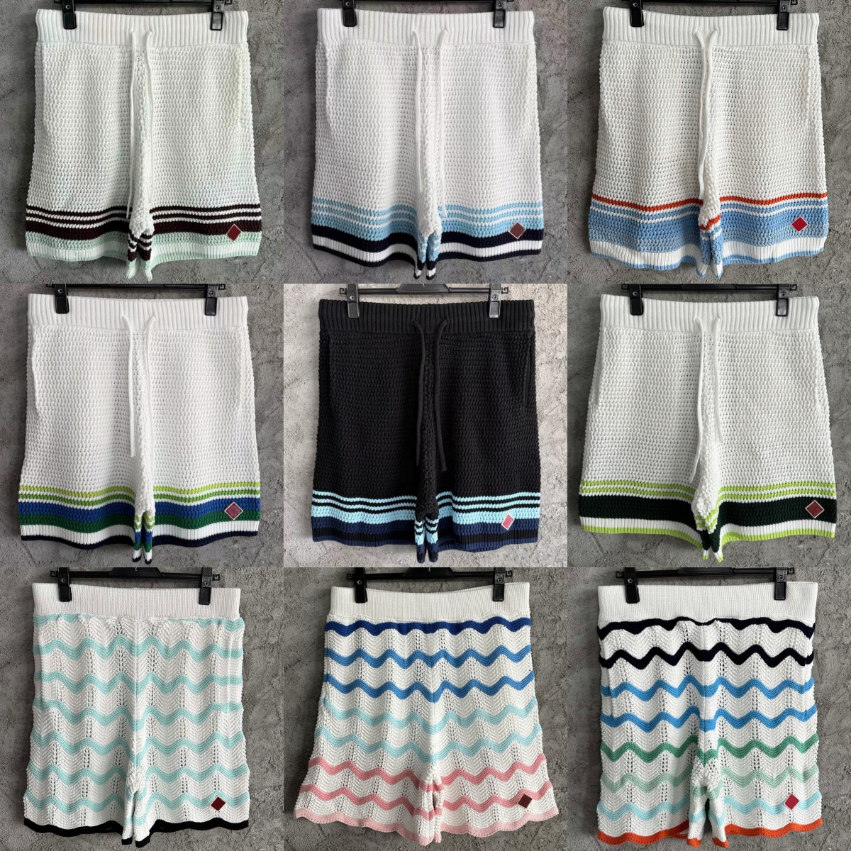 Casablancamen knitted shorts beach scenery designer sets men and women loose casual shorts vacation pants-image-769651088