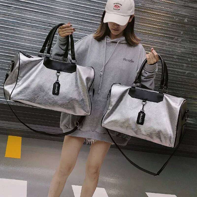 Sac de sport à paillettes argentées pour femmes, sac de sport d'entraînement de grande capacité, sac de voyage en plein air pour hommes et femmes