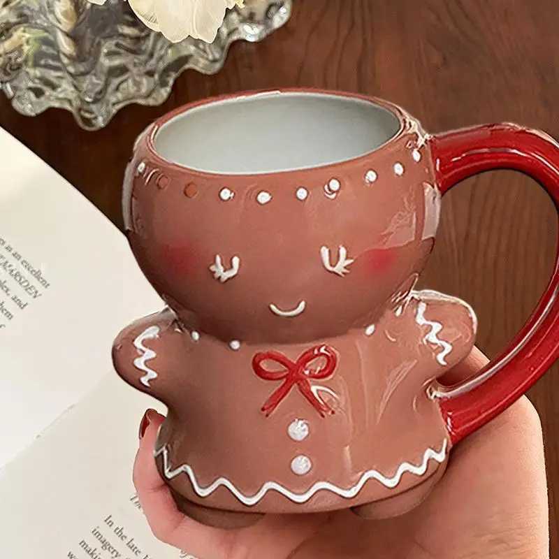 New Gingerbread Man Coffee Mugs Ceramic Porcelain Gingerbread Man Cup Lovely Breakfast Christmas gingerbread man coffee cups H260326-image-1099169477