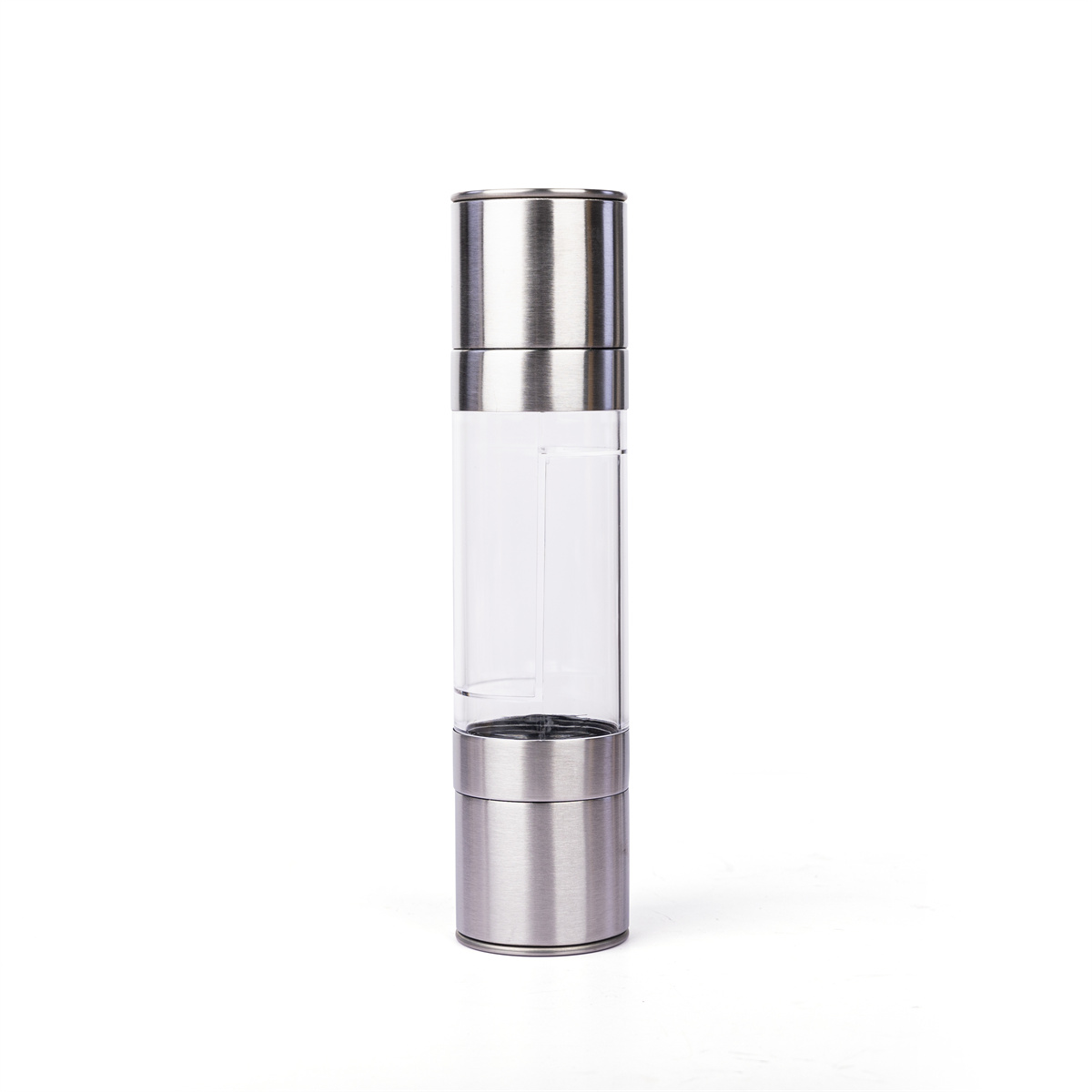 2 in 1 Stainless Steel Salt and Pepper Grinder, Dual Chamber Manual Spice Mill with Adjustable Coarseness, Portable Seasoning Grinder for Kitchen-image-1100234064