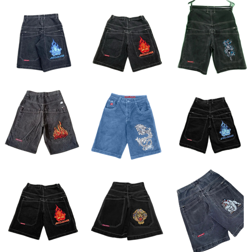 Denim shorts for Men Graphic Print Jorts Harajuku Gothic Hip Hop Casual Loose Pockets Baggy Jeans JNCO Sizes S-3XL Z260625