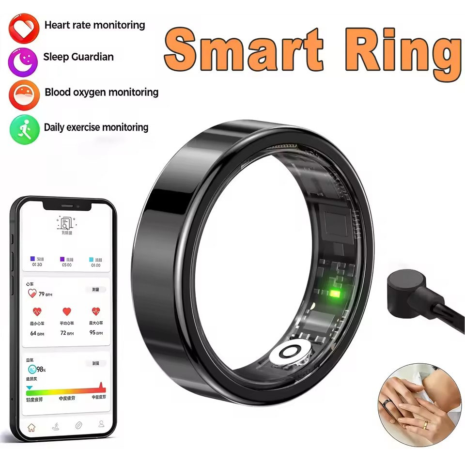 Smart Ring Health Activity Tracker for Men Women Fitness Tracker with Heart Rate Sleep Monitor Step Counter, Waterproof, for Android iOS, Smart W-image-1099138077