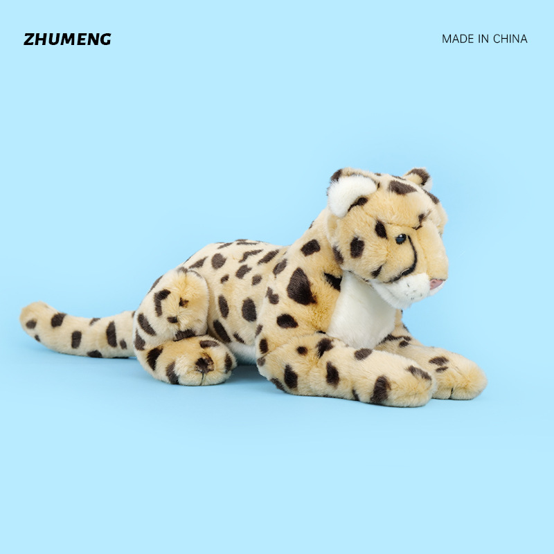 Spot cute simulated wildlife leopard plush toy yellow spotted leopard realistic doll ornament-image-1099140511