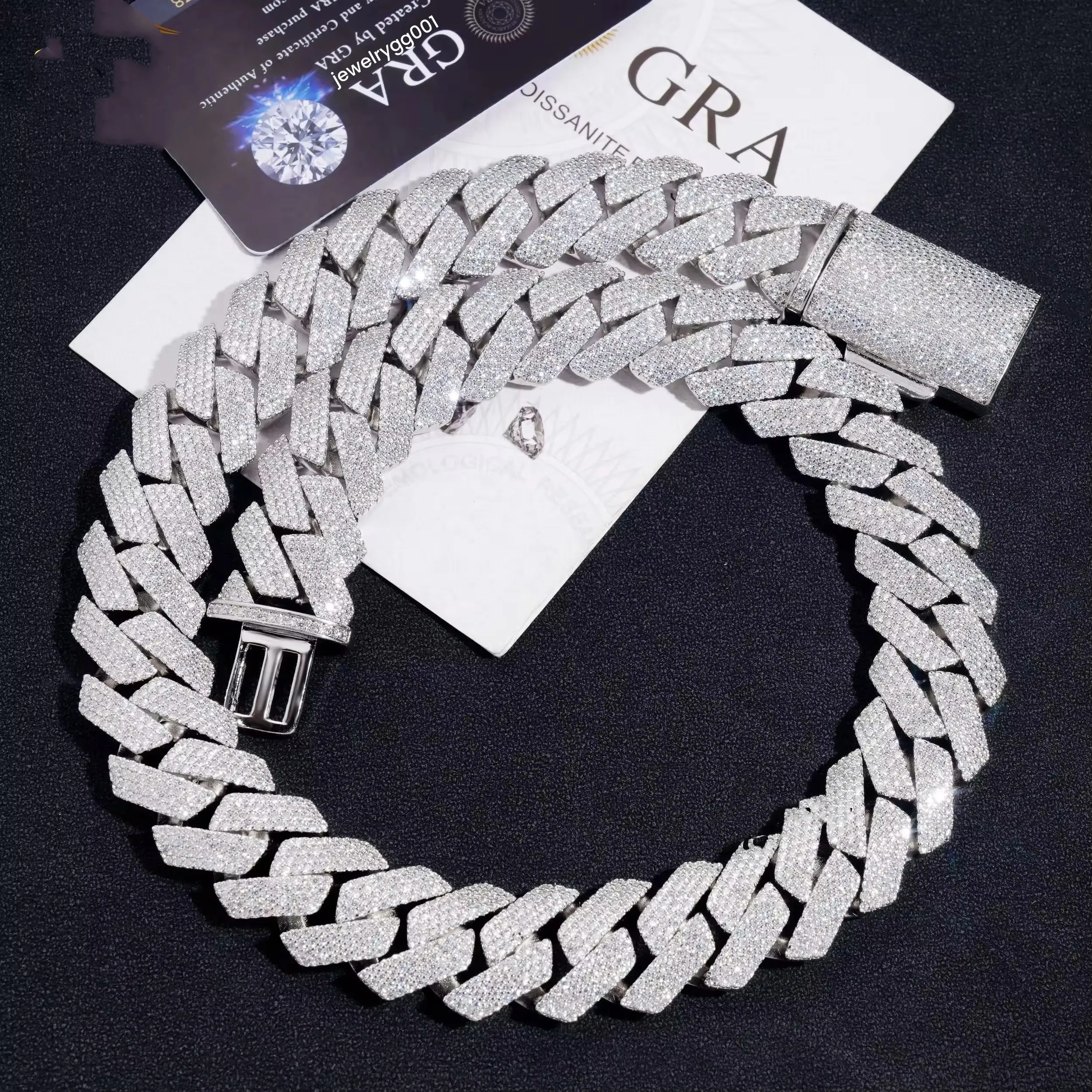 chaîne à maillons cubains collier designer pour hommes 3 rangées chaîne moissanite 20mm w chaînes en or pour hommes broche personnaliser chaîne g