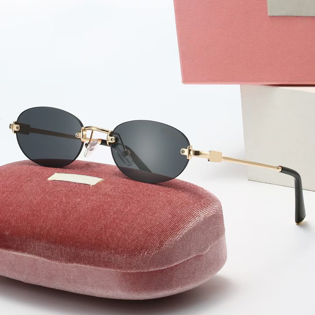 Fashion designer sun glasses Frameless oval metal leg sunglasses designers men luxury glasses for women Vintage Sunglases Polarized sun glasses