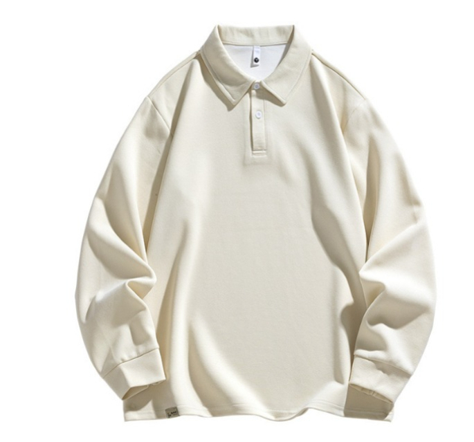 A72 Men Long-sleeved Autumn and Winter Heavy Loose Solid Color Lapel Youth Casual