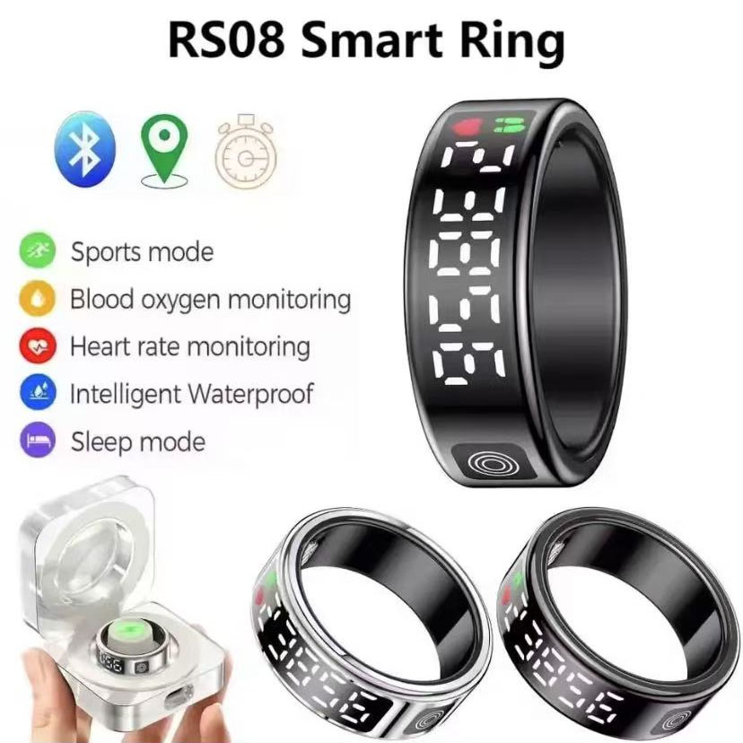 SY01 Smart Ring with Display Touch Control | Health Tracker for Heart Rate Blood Oxygen Sleep Monitoring | Waterproof Wearable Finger Ring with C-image-1099234929