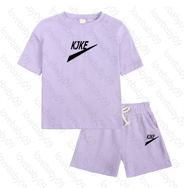 Survêtement d'été 2 pièces pour garçons et filles, T-Shirt décontracté avec lettres imprimées, Short à manches courtes, vêtements de sport confor