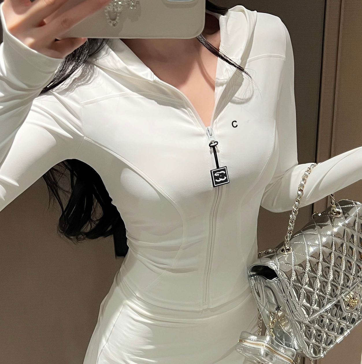 Designer Slim Fit Yoga Jacket Legging for Women 2026 Luxury Contrast Color Zipper Up Jackets Gym Sporty Tennis Jackets Sportswear