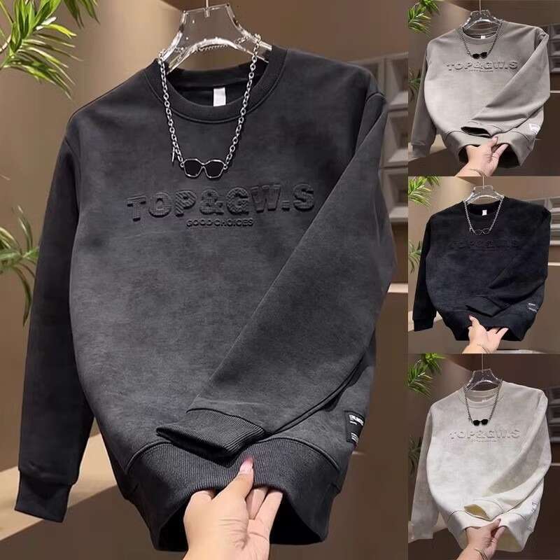 Tie Dye Sweatshirt for Men Autumn and Winter Fashionable Versatile Crew Neck Base Shirt Men's Light Luxury High End Fleece Top