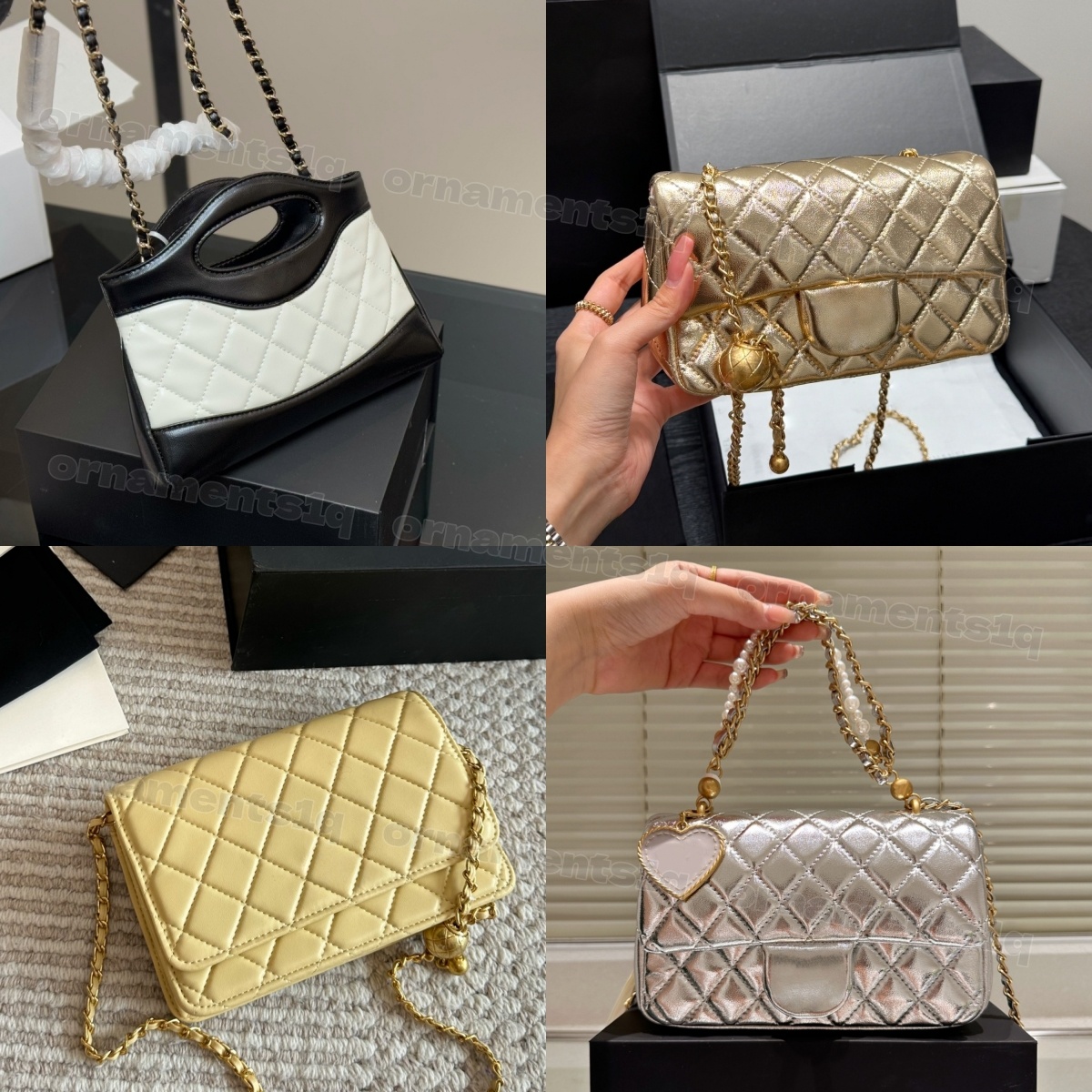 Classic Quilted Leather Top Handle Bag, Elegant Diamond Stitched Satchel with Chain Strap, Versatile Crossbody Purse for Daily & Party Occasions cc